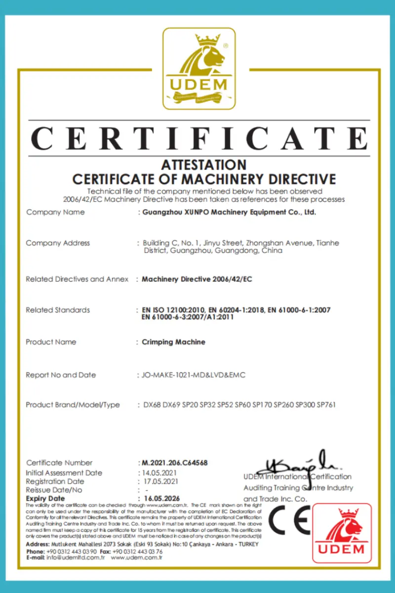 Quality certificate 2