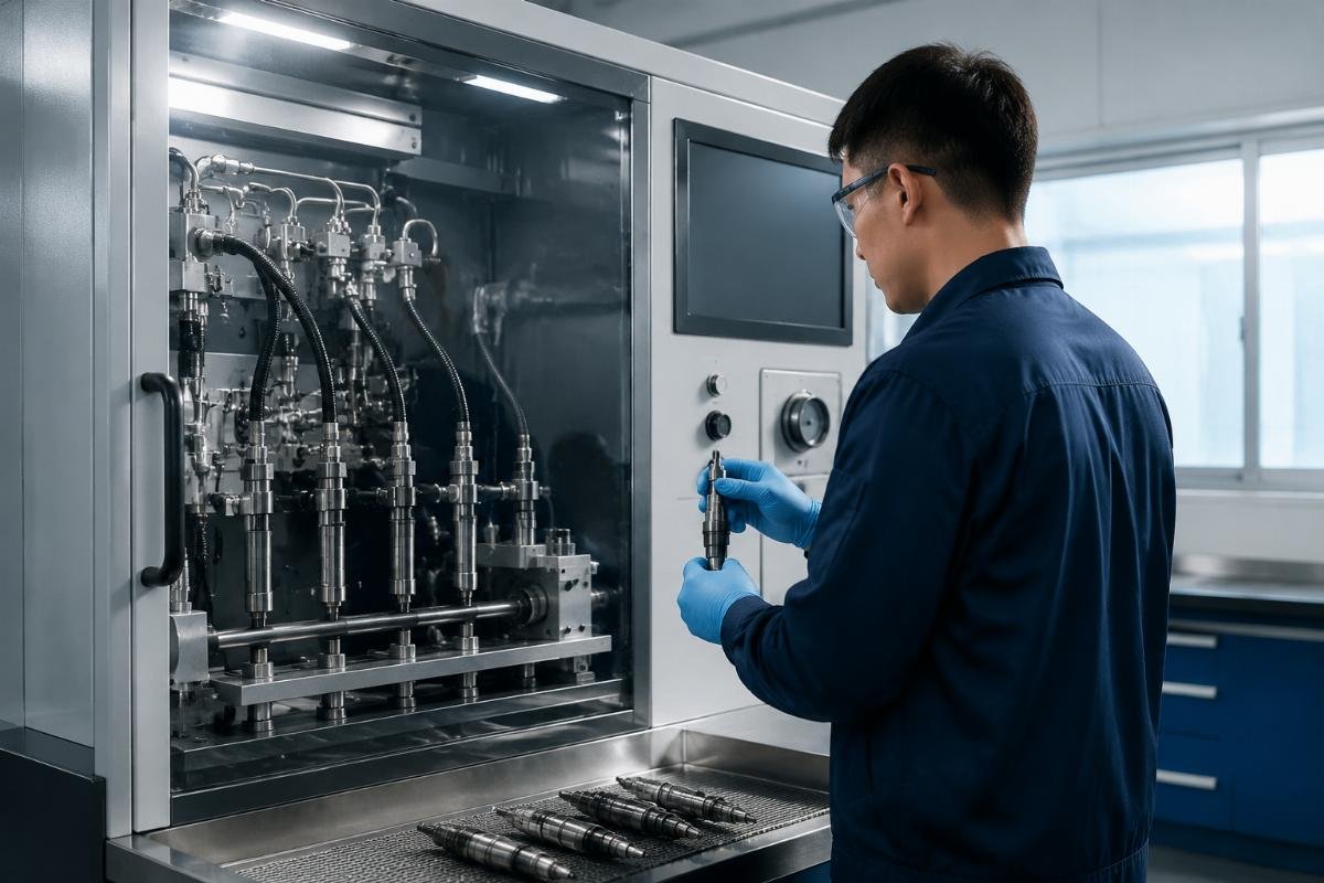 Marine common rail injector pressure testing