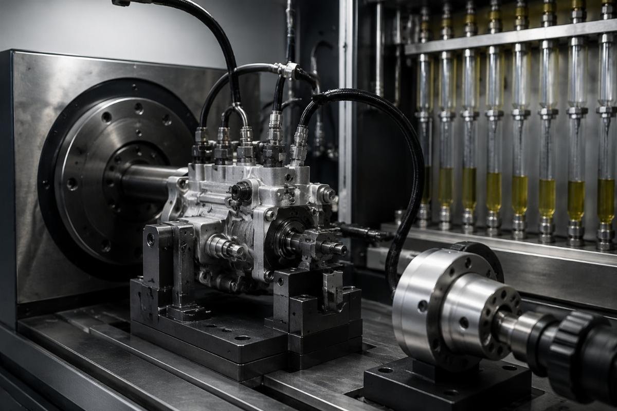 Construction machinery fuel pump testing under high-pressure conditions