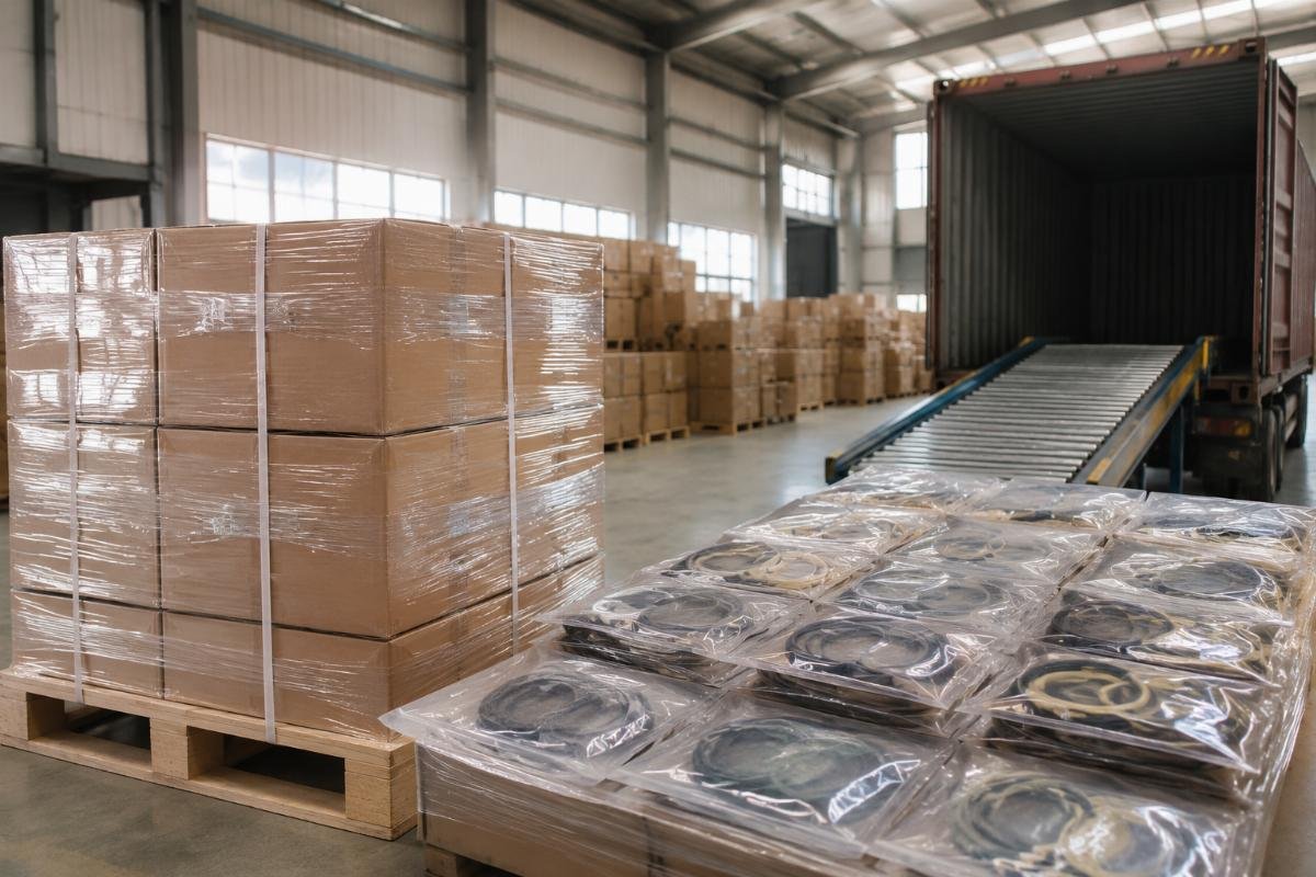 Bulk SK series part order ready for international shipping A sealed shipment of SK260 seal kits ready for dispatch from a Chinese warehouse