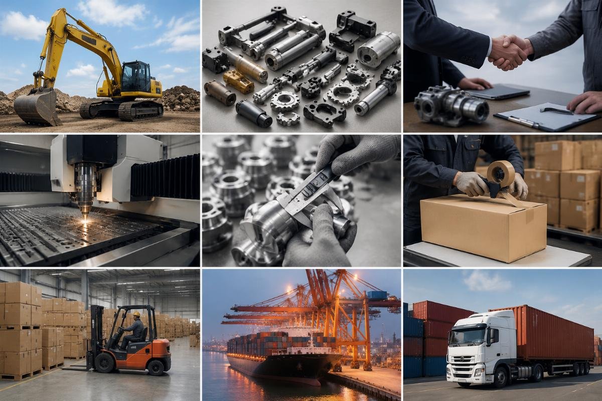 Step by step workflow for importing excavator parts from China for global buyers