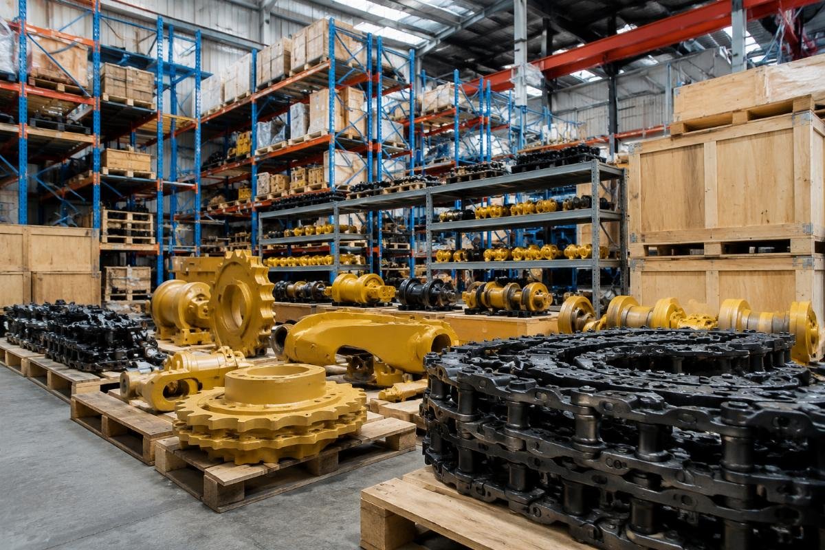 Guangzhou centralized warehouse holding pre-stocked Komatsu PC200, PC300 and PC400 aftermarket parts