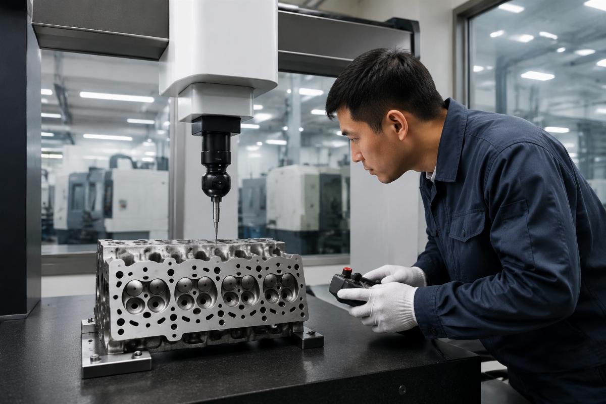 Third party quality verification for Cummins aftermarket parts Quality testing process for Cummins cylinder heads in a certified factory